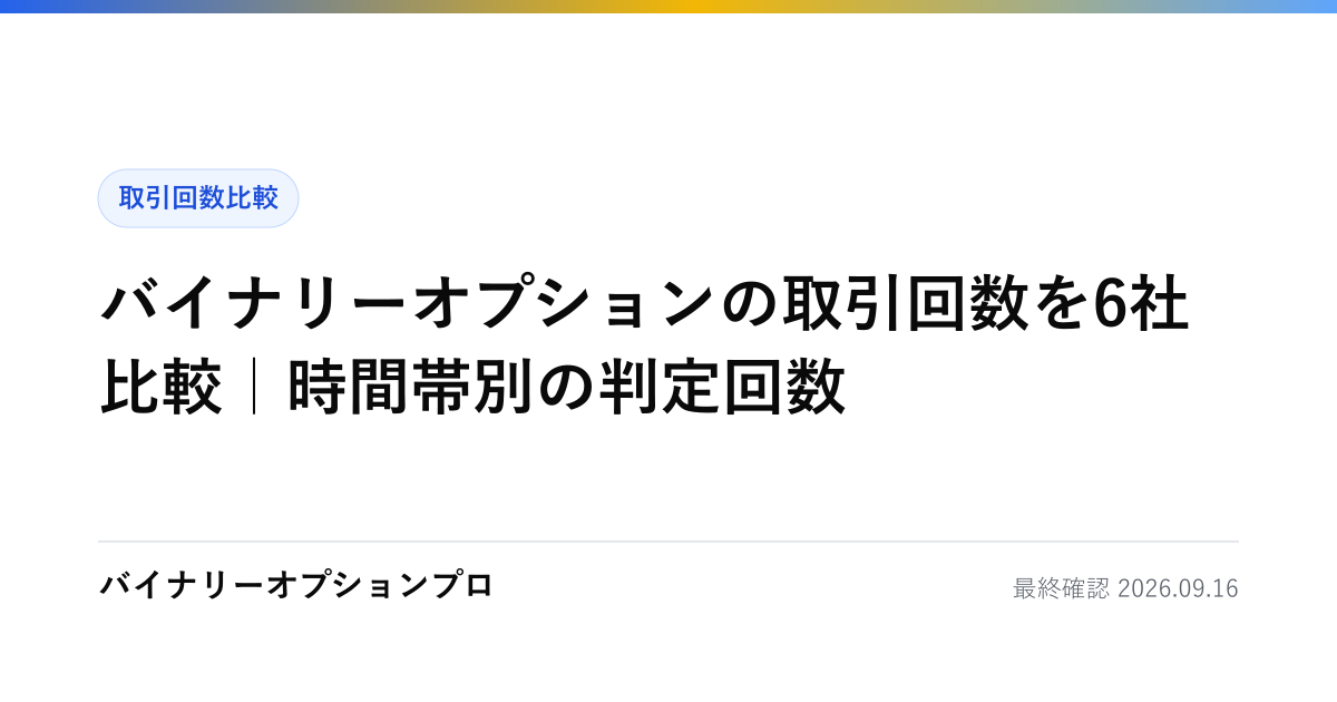バイナリーオプションの取引回数を6社比較｜時間帯別の判定回数